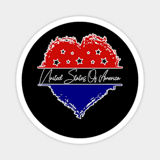 United States of America Heart Red White Blue Magnet